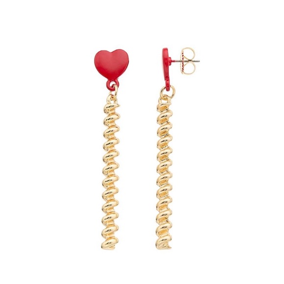 Dominique Renee Red and Gold Heart Drop Earrings - Picture 3 of 4